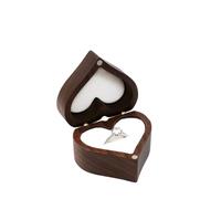 Wedding Ring Box Heart-shaped Wooden Jewelry Box Proposed Jewellery Case Wedding Display Jewelry Storage Organizer Earring Ring Necklace Box(Color 04,NO ENGRAVING)