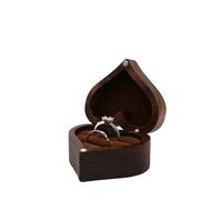 Wedding Ring Box Heart-shaped Wooden Jewelry Box Proposed Jewellery Case Wedding Display Jewelry Storage Organizer Earring Ring Necklace Box(Color 06,NAME ENGRAVING)