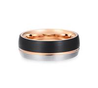 Wedding Ring Decorations, Wedding Rings for Her Tungsten Rose Gold Black Size L 1/2 Two Tone Matte Brushed 8mm Polished Groove Personalized