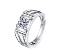 Wedding Ring for Man 14K White Gold Engagement Rings for Women Lab Diamond Elegant Wave Design 4 Prong Round 1Ct Cubic Zirconia Size N 1/2 Modern for Gay Valentines Day Jewelry