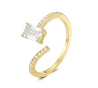 Wedding Ring for Women 14K Rings for Women Real Gold Solid Au585 Size M 1/2 White Star Moissanite Stackable for Wife Simple