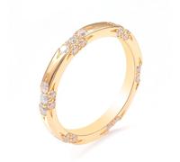 Wedding Ring for Women, Pretty Rings for Women with Round Moissanite 18K Yellow Gold Size H 1/2