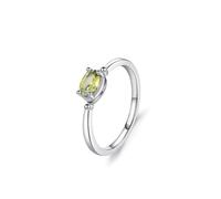 Wedding Ring for Women, Simple Promise Rings for Women Elegant Design with Solitaire Oval Peridot 0.5ct 18K White Gold Size K 1/2