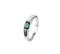 Wedding Ring for Women, Western Ring with Simple Solitaire Rectangular Lab Emerald 0.5Ct 18K White Gold Size N 1/2