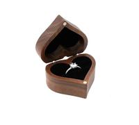 Wedding Ring Gift Box 1PCS Walnut Wood Ring Box For Wedding Ceremony Jewelry Storage Proposal(Black)