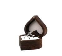 Wedding Ring Gift Box Heart-shaped Wooden Jewelry Box Proposed Jewellery Case Wedding Display Jewelry Storage Organizer Earring Ring Necklace(Color 07,NAME ENGRAVING)