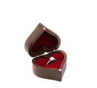 Wedding Ring Gift Box Heart-shaped Wooden Jewelry Box Proposed Jewellery Case Wedding Display Jewelry Storage Organizer Earring Ring Necklace(Color 02,NO ENGRAVING)