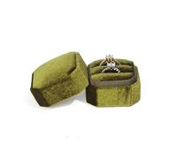 Wedding Ring Gift Box Octagonal Double Ring Box Wedding With Detachable Lid Display(Grass green)