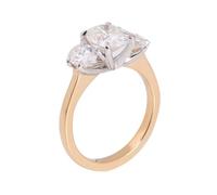 Wedding Ring Insert for Women 14K Yellow Gold X Ring Moissanite with 3Pcs Oval Moissanite 2Ct Size P 1/2 Fashion for Ladies Engagement Jewelry