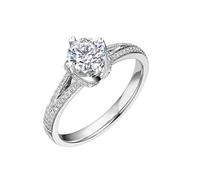 Wedding Ring Kit, Pre Engagement Ring with 4 Prong 0.5Ct Diamond 14K White Gold Size O 1/2
