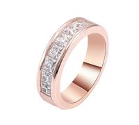 Wedding Ring Kit, Rings for Me with White Square Shape Moissanite 14K Rose Gold Size T 1/2