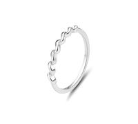 Wedding Ring Set, Rings Jewelry for Women Simple Wave Design 14K White Gold Size M 1/2