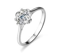 Wedding Ring Sets for Her, Promise Ring to Myself Solitaire Round with 0.5ct Moissanite Silver 9K White Gold Size S 1/2
