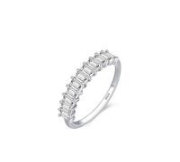 Wedding Ring Sets for Her Sterling Silver 925, Promise Ring to Self Silver Channel Setting with Rectangular Zirconia Size R 1/2