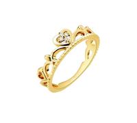 Wedding Ring Sets for Her, Yellow Gold Ring 9K Gold with 0.03Ct Diamond Crown Size P 1/2