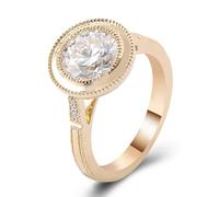 Wedding Ring Sets, Pinky Promise Ring Round with 1ct Moissanite 14K Yellow Gold Size L 1/2