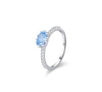 Wedding Ring Size I 1/2 Women's Solitaire Real Gold Anniversary Rings with Topaz 1ct Solid 9K White Gold Engagement Bands with Moissanite for Her