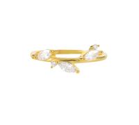 Wedding Ring, The Promise Ring 9K Yellow Gold Leaves Marquis with Moissanite Size K 1/2