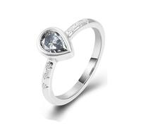 Wedding Ring Unique Pear Shaped Engagement Ring 18K White Gold Moissanite Teardrop Size M 1/2 Modern for Wife Anniversary Jewelry
