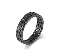Wedding Ring Women, Band Rings for Women Stainless Steel Black Size T 1/2 6mm Viking Knots Custom Gifts for Wife Valentines Day Jewelry