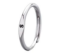 Wedding Rings 26 Letter Ring Ring Slight Stylish Simplicity Adjustable For Women Can Spell One's Name Jewellery (S, One Size)