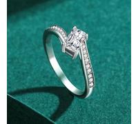 Wedding Rings for Girlfriend Size U 1/2 Solid 9 Karat White Gold Anniversary Band Elegant Moissanite Real Gold Women Engagement Ring Bands