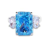 Wedding Rings for Her Gold Solid 9K Engagement Ring Bands Large with 6ct Topaz White Gold Anniversary Band with Moissanite for Women Size J 1/2