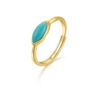 Wedding Rings for Her Gold, Turquoise Ring for Women Marquise with Blue Turquoise 14K Yellow Gold Size P 1/2