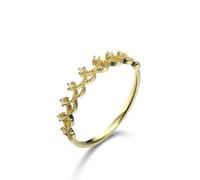 Wedding Rings for Her Gold, Vintage Rings for Women Crown with Cubic Zirconia 18.1K Yellow Gold Size W 1/2