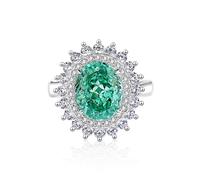 Wedding Rings for Wife White Gold Solid 18K Promise Rings Elegant Large with 5ct Lab Grown Paraiba Real Gold Women Engagement Anniversary Bands with Moissanite Size O 1/2