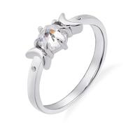 Wedding Rings for Women 14K Gold, Engagement Ring Moissanite Moon Jewelry 585 White Gold Gift for Wife Size W 1/2