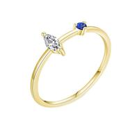 Wedding Rings for Women, 14K Yellow Gold Ring Moissanite 2.5X4.5mm Marquise Shape Dainty with Jewelry Box Size K 1/2