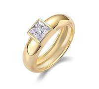 Wedding Rings for Women Gold 18K Real, Engagement Ring Polished with 5.5mm Square Moissanite Au750 18K Yellow Gold Band Size U 1/2