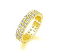 Wedding Rings for Women Gold 18K Real, Engagement Ring Vintage Eternity with 2mm Moissanite Au750 18K Yellow Gold Band Size L 1/2