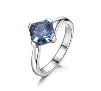 Wedding Rings for Women Navy Blue Wedding Ring 14K White Gold Moissanite Square Size R 1/2 Premium for Sister Wedding Jewelry