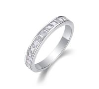 Wedding Rings for Women Set, Anillos de Matrimonio para Mujer Eternity Ring with 2mm Square Moissanite 0.208ct Silver 9K White Gold Size J 1/2
