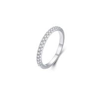 Wedding Rings for Women, Wedding Band Rings Stackable Elegant Row Design with Round Diamond 9K White Gold Size M 1/2