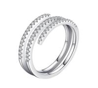 Wedding Rings Opal Inlay Ring 9K White Gold Au375 Size Q 1/2 Blue Round Opal Stackable for Ladies Fashion