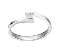 Wedding Rings Set, Engagment Rings with 0.2Ct Princess Cut Diamond 18K White Gold Size S 1/2