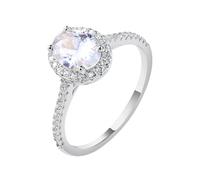 Wedding Rings Set, Promise Ring to Myself Oval with 1.5ct Moissanite 9K White Gold Size P 1/2
