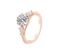 Wedding Rings, Simple Ring Angel with 6 Claws Round Moissanite 2Ct 18K Rose Gold Size M 1/2