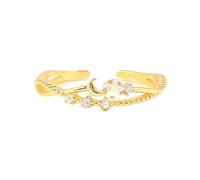 Wedding Rings Vintage, Best Friend Rings Sterling Silver Moon and The Stars with Cubic Zirconia Size P 1/2