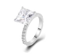 Wedding Rings with Band Moissanite Wedding Band 9K White Gold Square Size M 1/2 Elegant for Sister Valentines Day Jewelry