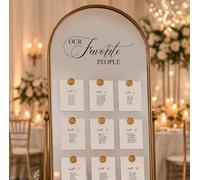 Wedding Seating Plan Mirror Decal - Our Favourite People Mirror Sticker - Elegant Wedding Signage (Black Gloss, W50xH20cm)