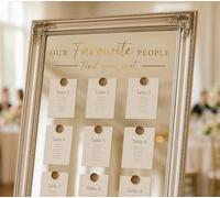 Wedding Seating Plan Stickers in Gold - “Find Your Seat” Decal Labels - Wedding Reception Seating Chart Stickers - Self-Adhesive Table Plan for Signs, Mirrors & Boards FBA (Metallic Gold, W40xH11cm)