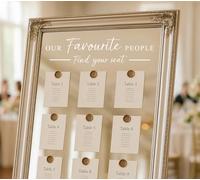 Wedding Seating Plan Stickers in White - “Find Your Seat” Decal Labels - Wedding Reception Seating Chart Stickers - Self-Adhesive Table Plan Labels for Signs, Mirrors & Boards FBA (White, W41xH11cm)