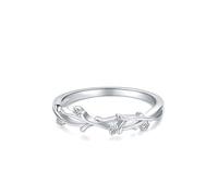 Wedding Set Rings for Women, Friends Rings Twisted Tree Branch Design with Round Lab Diamond 18K White Gold Size Q 1/2