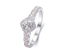 Wedding Set Rings for Women, Pretty Rings Square Shape with 0.4ct Moissanite Silver 18.1K White Gold Size O 1/2