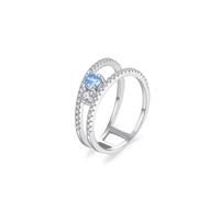 Wedding Set Rings for Women, Womens Rings Boho Elegant Hollow Row Design 0.25ct Round Topaz and Moissanite 18K White Gold Size O 1/2