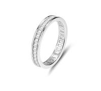 Wedding Sets for Women, Funny Engagement Ring 3.3mm Width Eternity Ring with 1X2mm Rectangle Moissanite Silver 9K White Gold Size R 1/2